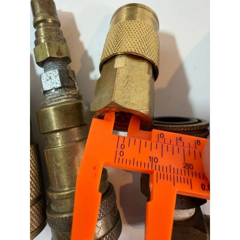 Vintage Brass Pneumatic Air Hose Fittings & Quick Disconnect Coupler Lot Of 10